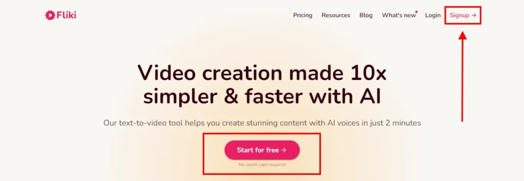 página de inicio de fliki