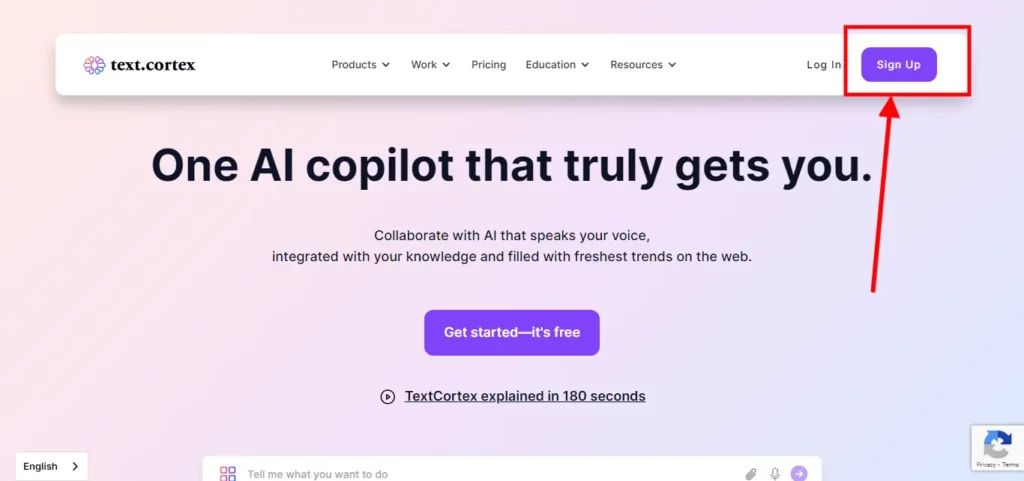 Regístrate en TextCortex