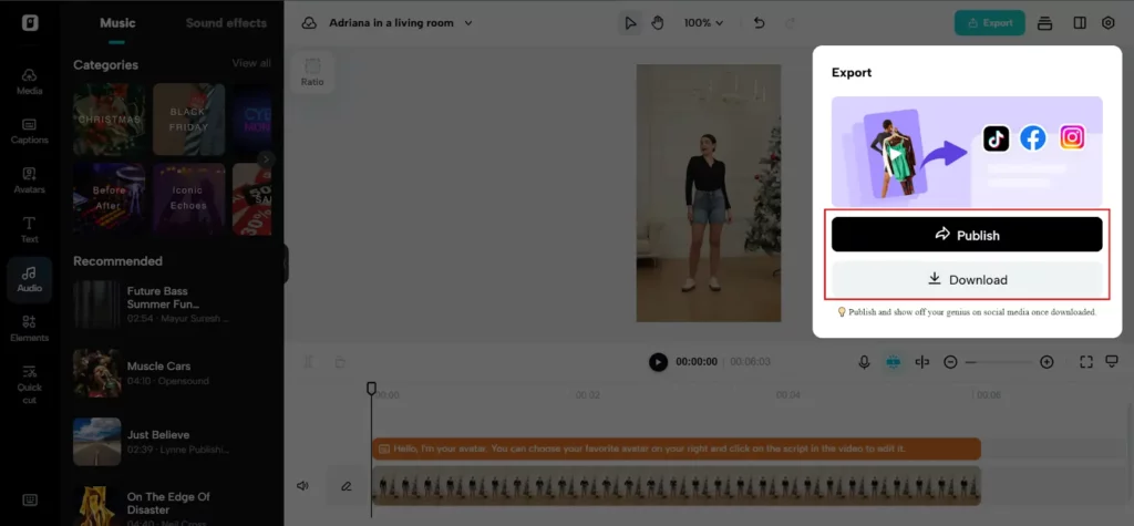 Pippit - Exporter la vidéo