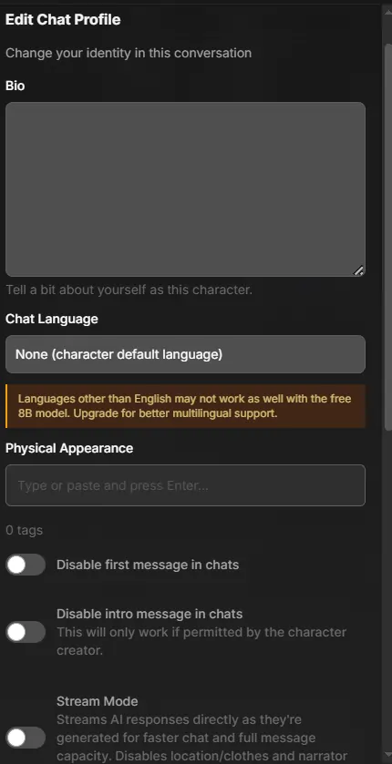 Soulkyn Edit Chat Profile