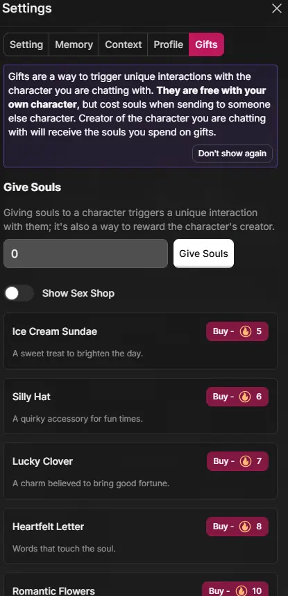 Soulkyn Gifts and Unique Interactions