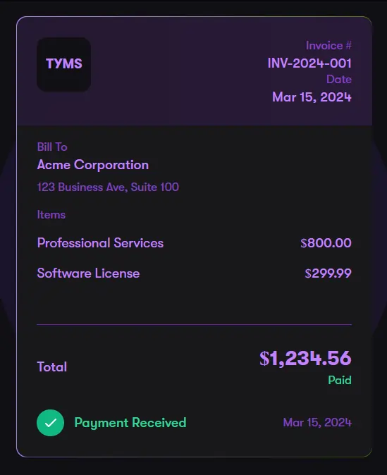 Adam By Tyms Smart Invoice