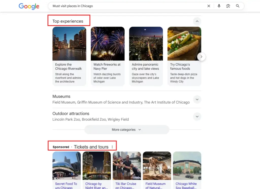 Google Search and suggestions with conversational elements