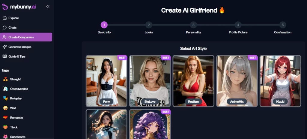 MyBunny AI Girlfriend Creation