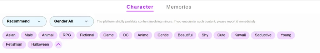 NSFWChat AI Tag System