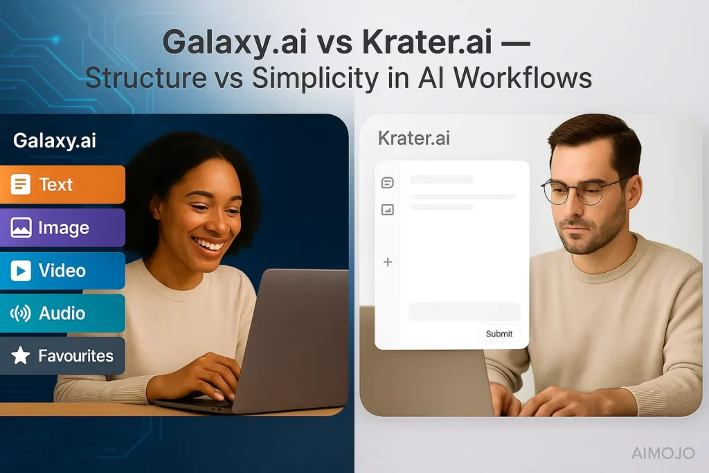 User Interface and Experience of Galaxy AI and Krater AI