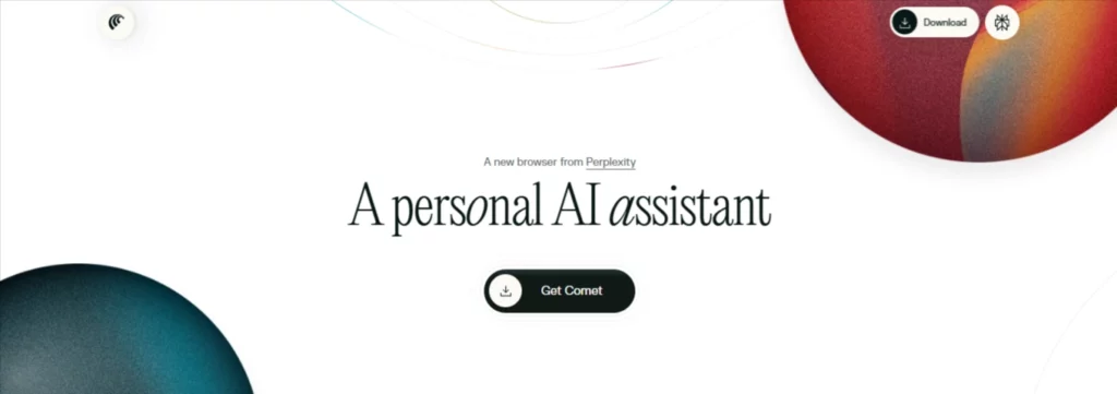 Strona główna przeglądarki Perplexity Comet