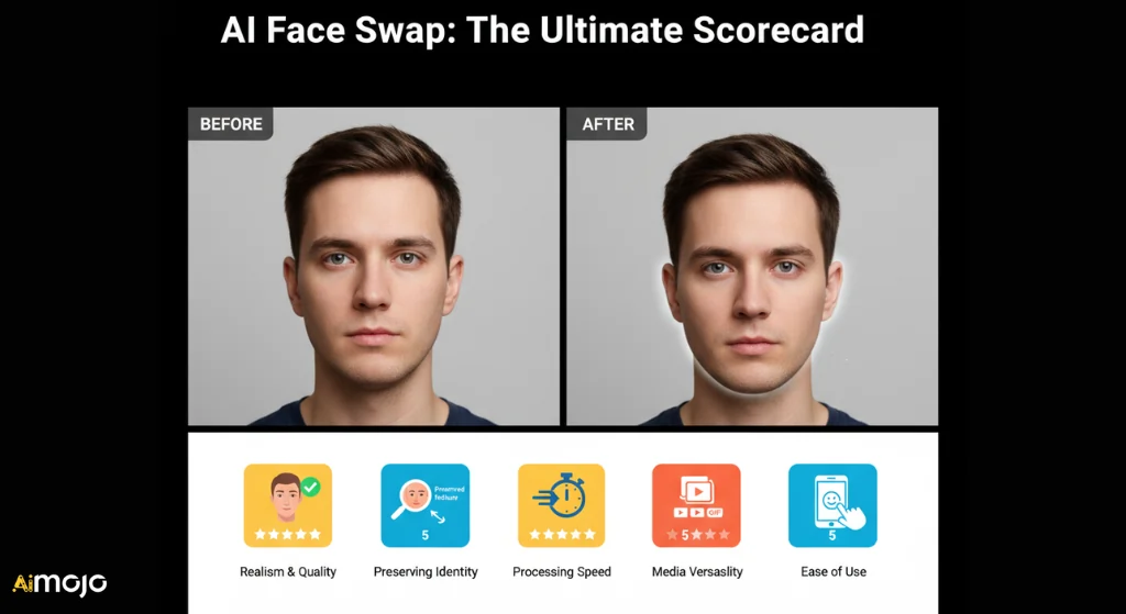 AI proces testowania i oceniania narzędzi do zamiany twarzy