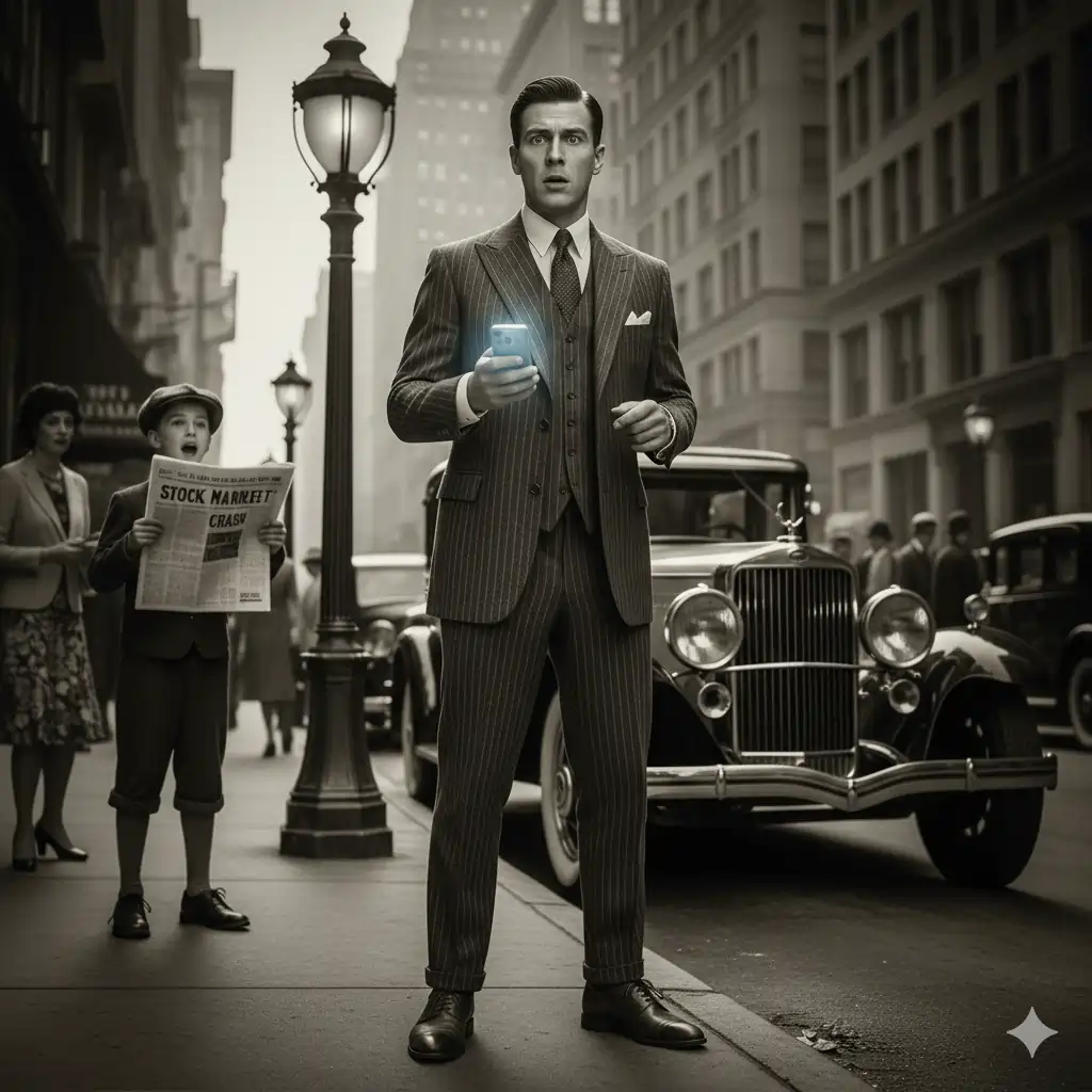 Moderní podnikatel Cestování časem do 20. let 20. století - Nano Banana Prompt