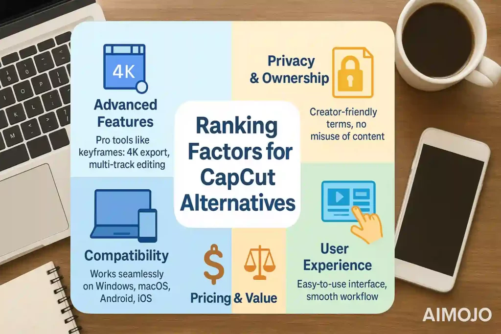 Ranking criteria for CapCut Alternative