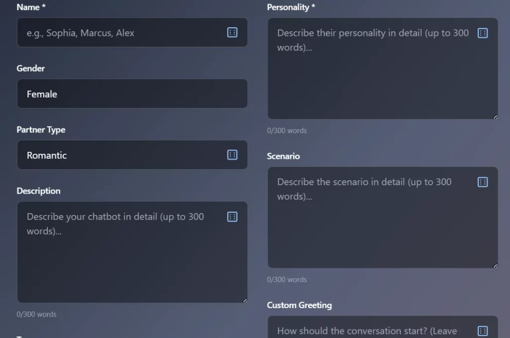 Sweetr Custom AI Компаньоны