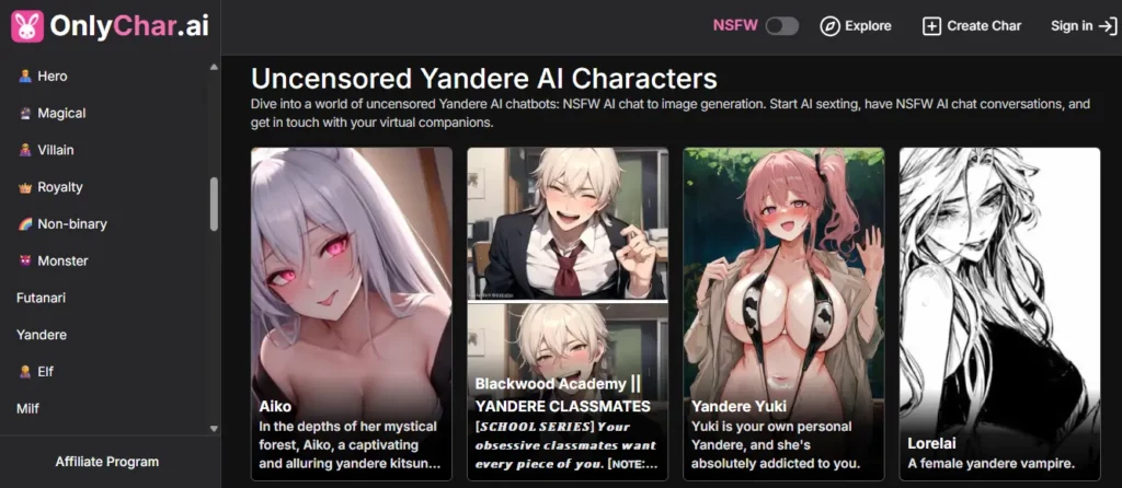 Onlychar ai - AI Yandere characters