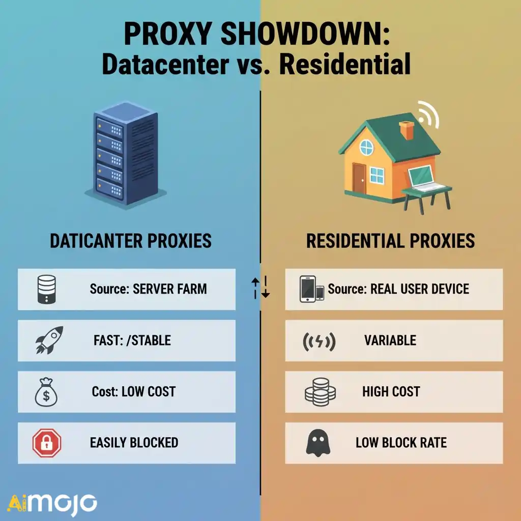 Proxy datových center vs. rezidentní proxy