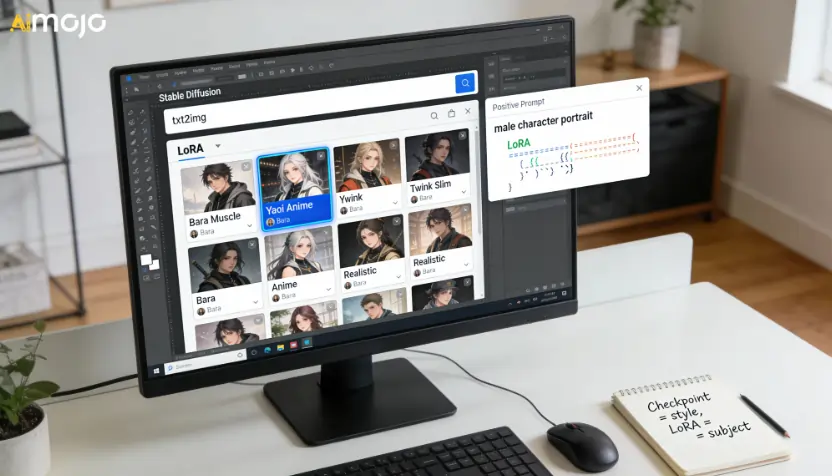 Panneau de sélection LoRA à diffusion stable