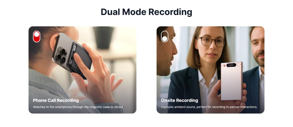 Hynote AI Grabación en modo dual