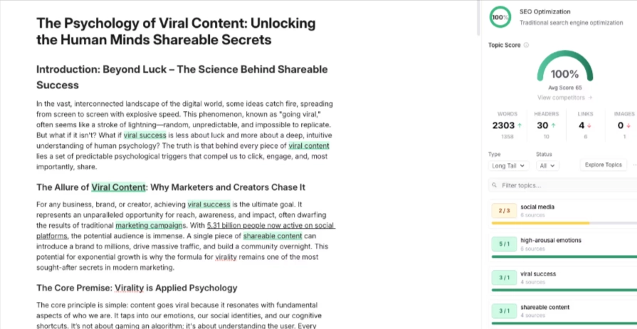 Formulierung zur Inhaltsoptimierung