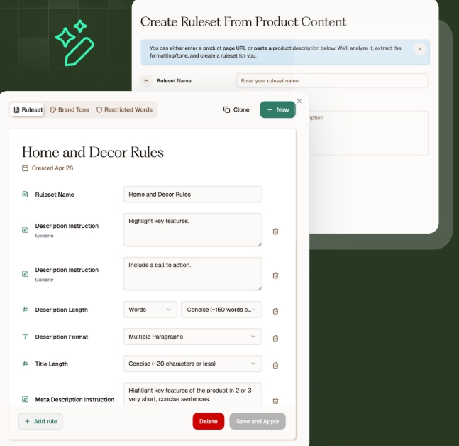 Benutzerdefinierte Inhaltsregeln-Engine Describely