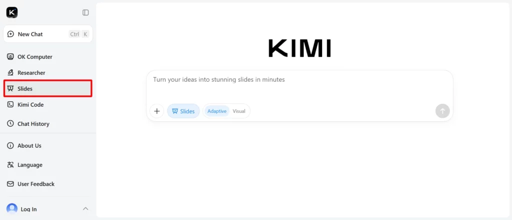 Selecting Kimi Slides
