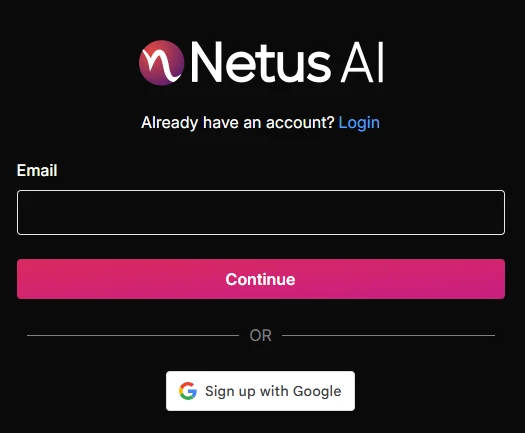Zarejestruj się w Netus AI