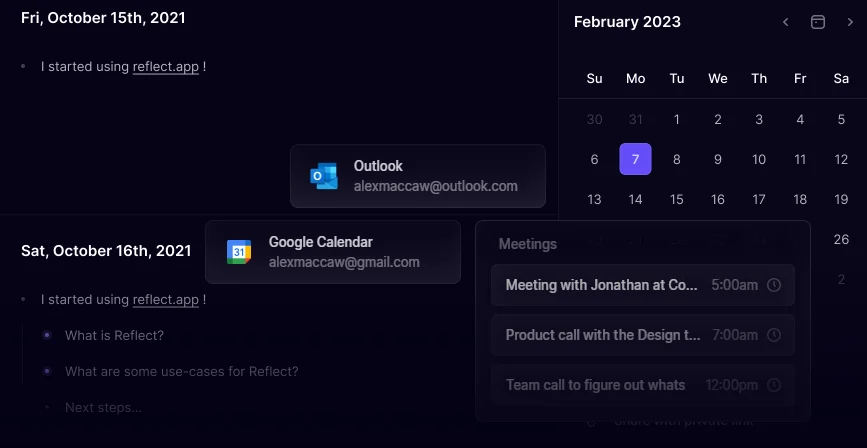 Integracja kalendarza i spotkań Reflect