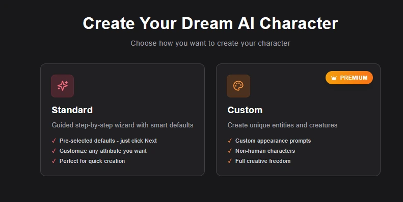 Modo de Criação de Personagens - xchar IA