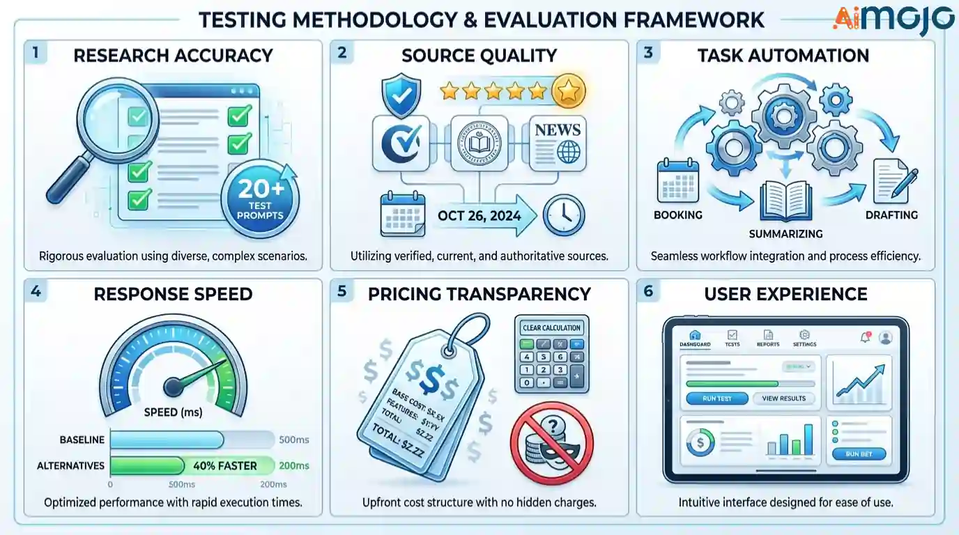 Genspark AI alternatives testing methodology evaluation criteria overview