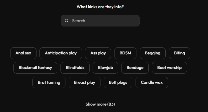 Selecciona tus kinks - Joi AI
