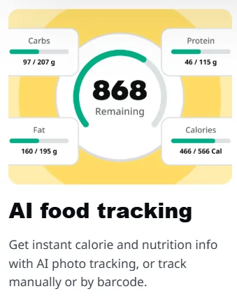 AI Photo Food Tracking Yazio