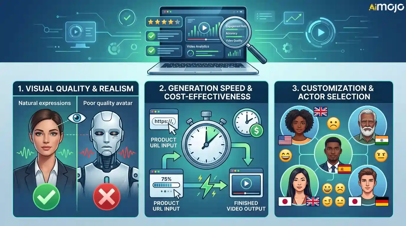 AI UGC video generator ranking criteria comparison chart