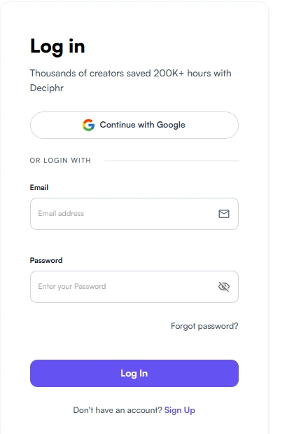 Inscrivez-vous à Deciphr