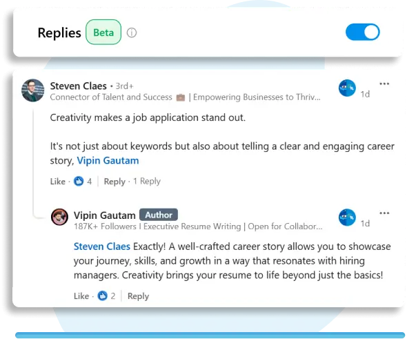 SmartReply+™ do odpowiadania na komentarze Commenter.ai