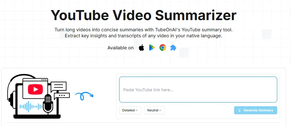 โปรแกรมสรุปวิดีโอ YouTube TubeOnAI