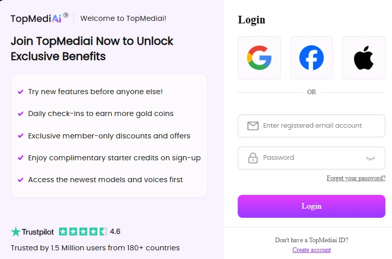 free account using your email - TopMediAI