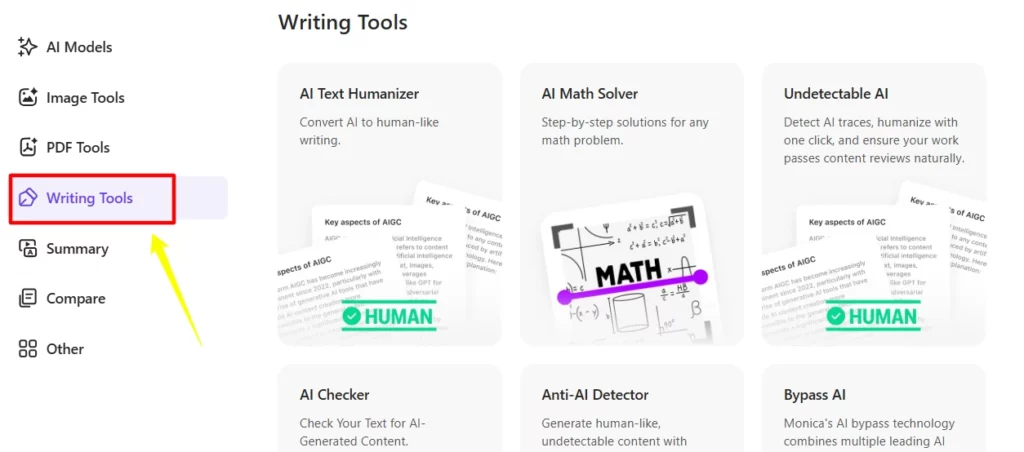 AI Ferramenta de escrita Monica AI