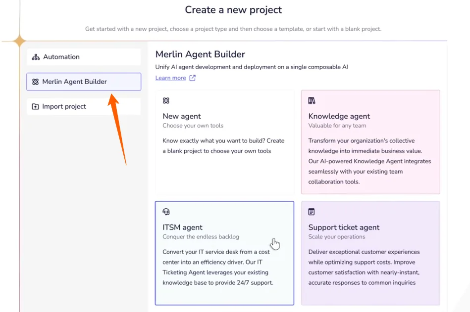 Construtor de Agentes Merlin Tray.ai