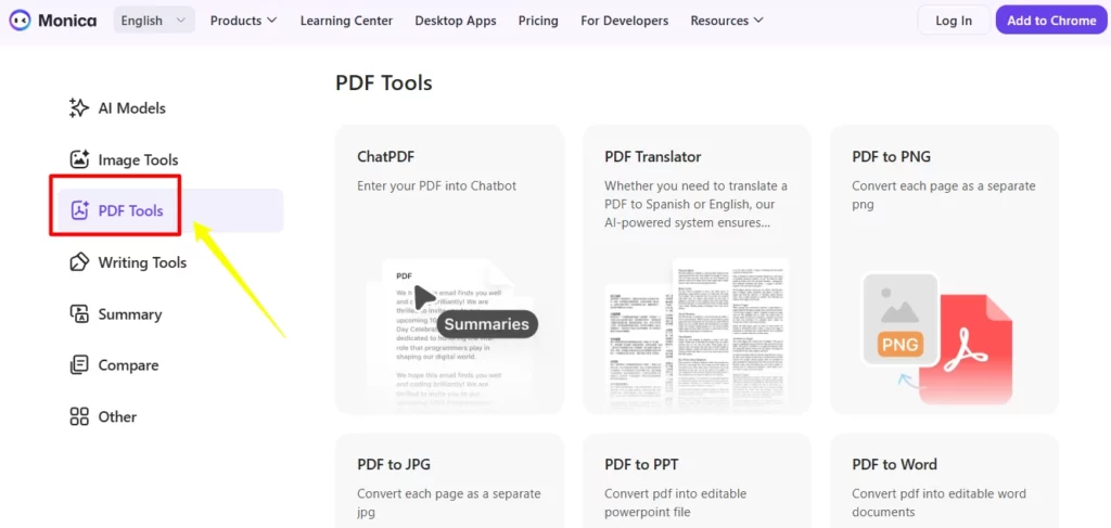 Ferramentas PDF Monica AI