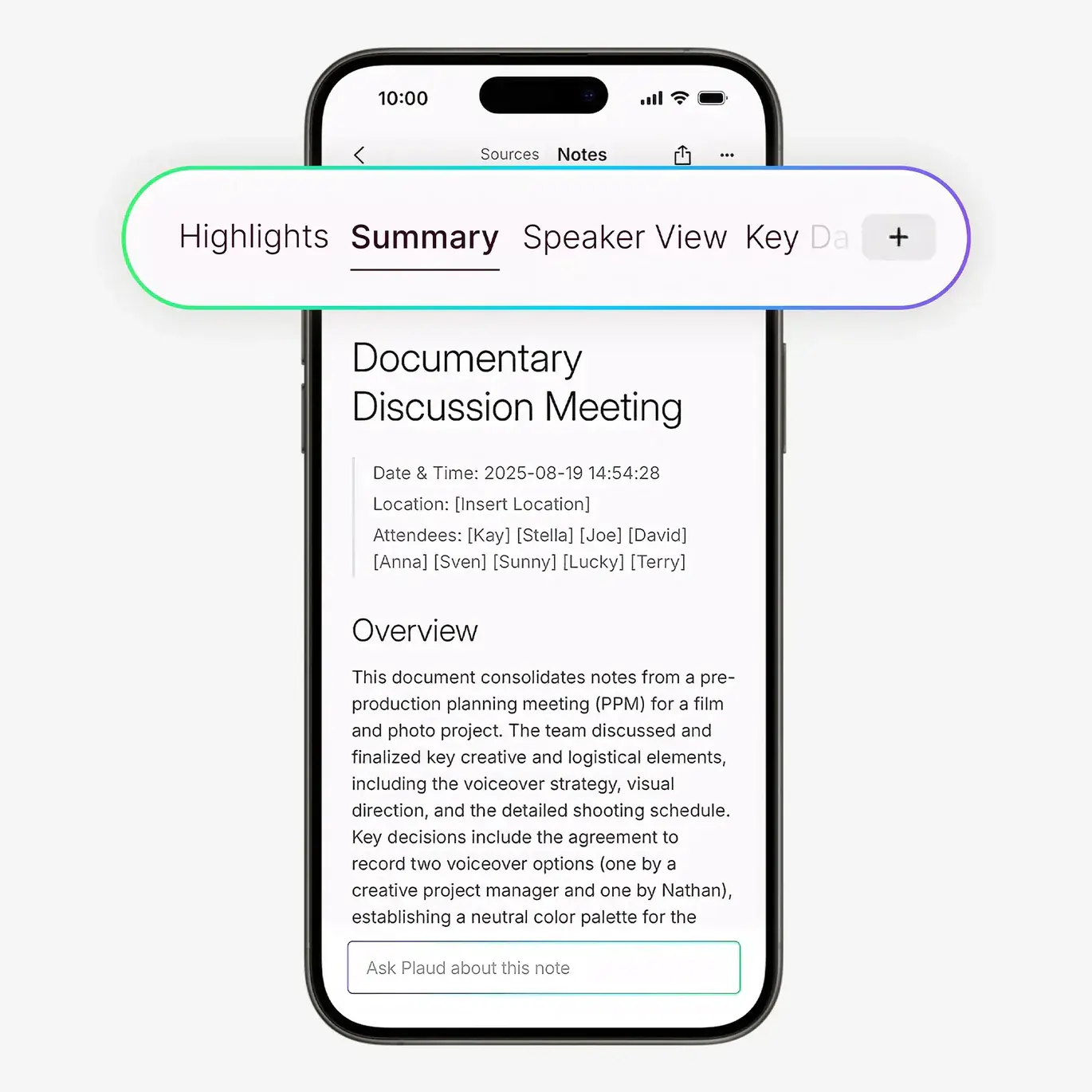 PLAUD Note AI Summaries