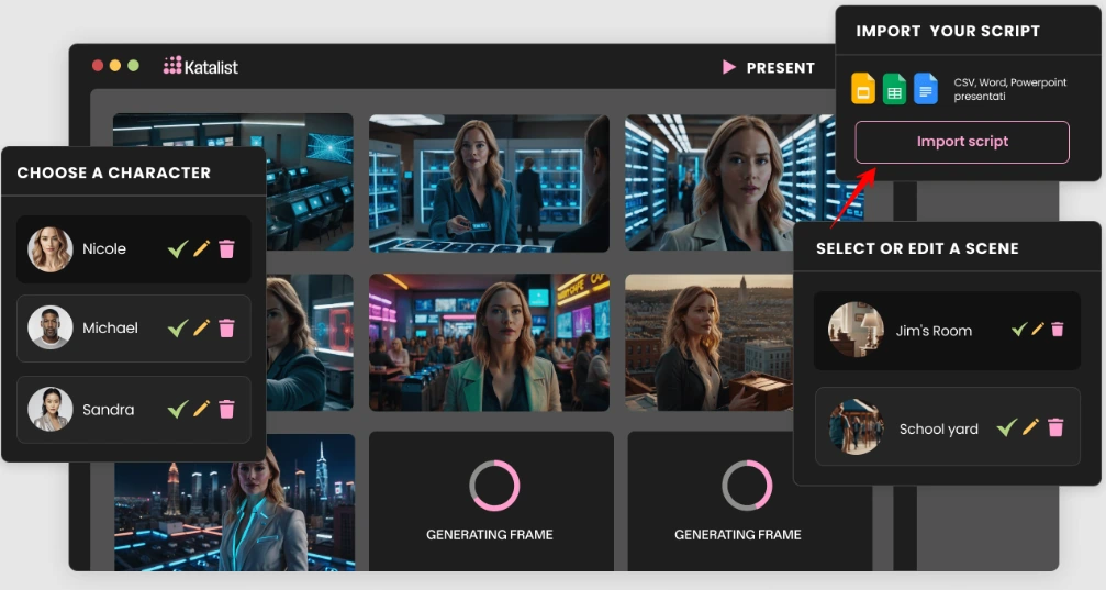 Generación de guiones gráficos a partir de la IA Katalist