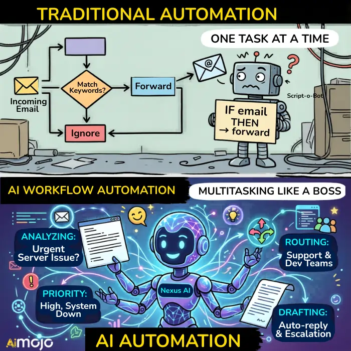 Traditionelle Automatisierung vs. AI Workflow-Automatisierung