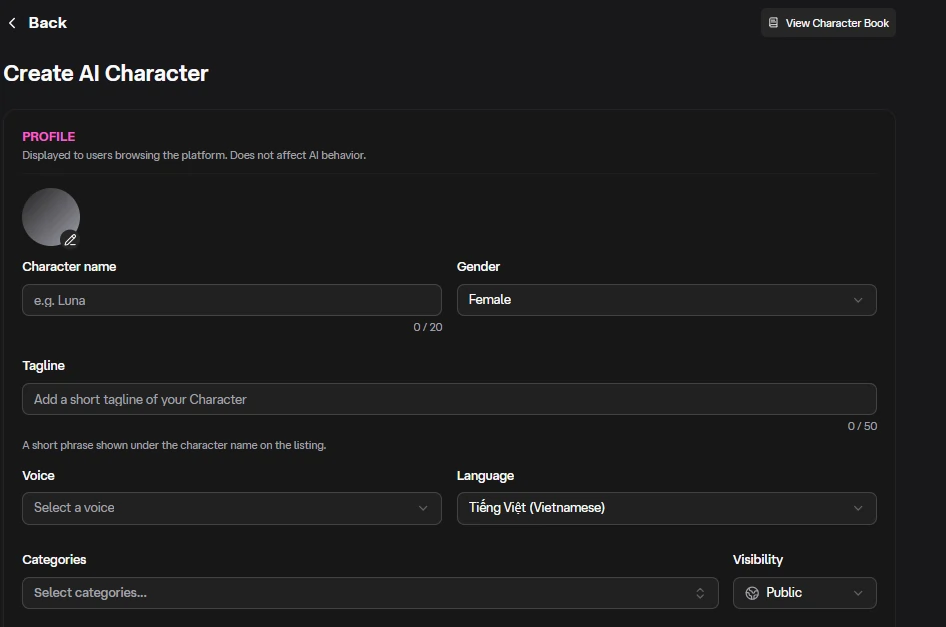 Custom Character Builder ChatJanitor