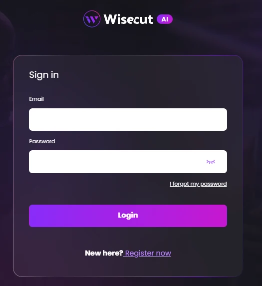 Sign Up On Wisecut AI