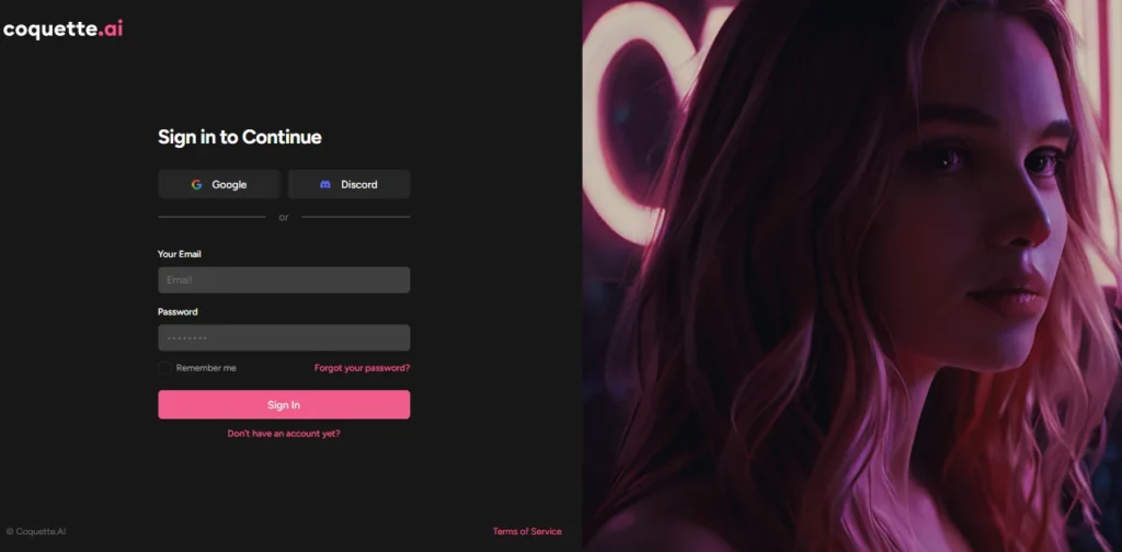 Sign Up On coquette.ai