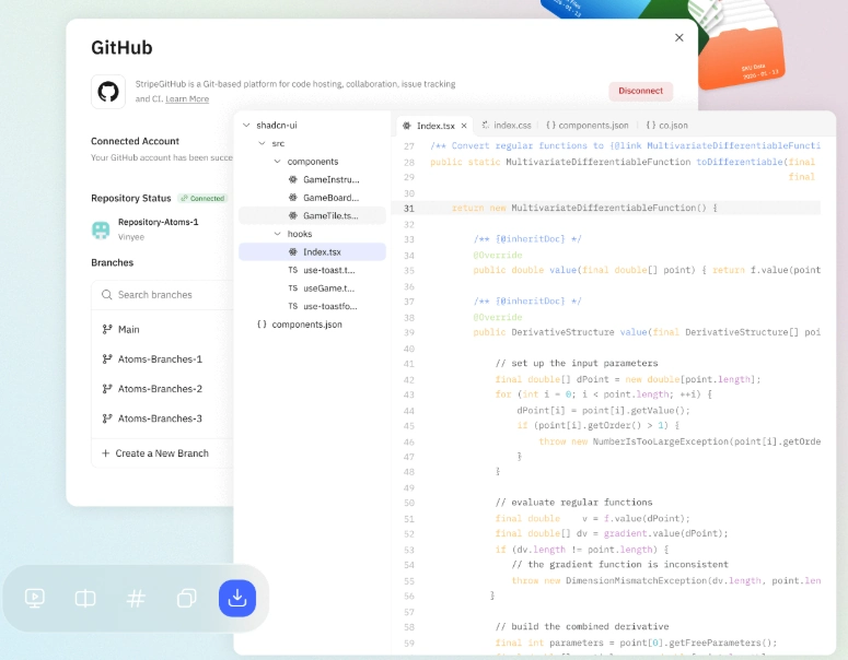 Code Export & GitHub Sync Atoms