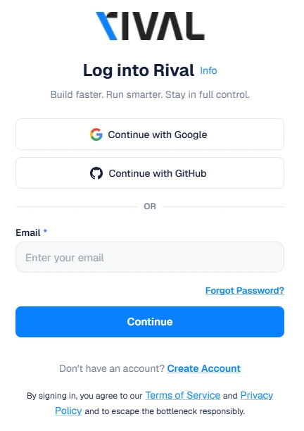 Create an account at rival.io