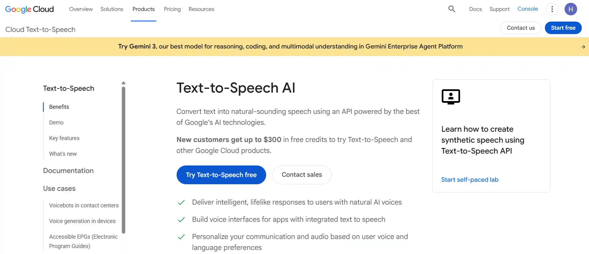 Google Cloud Text-to-Speech