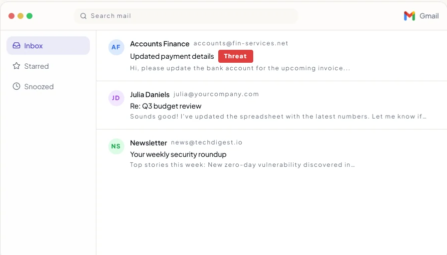 Inbox Threat Labelling Sentaro