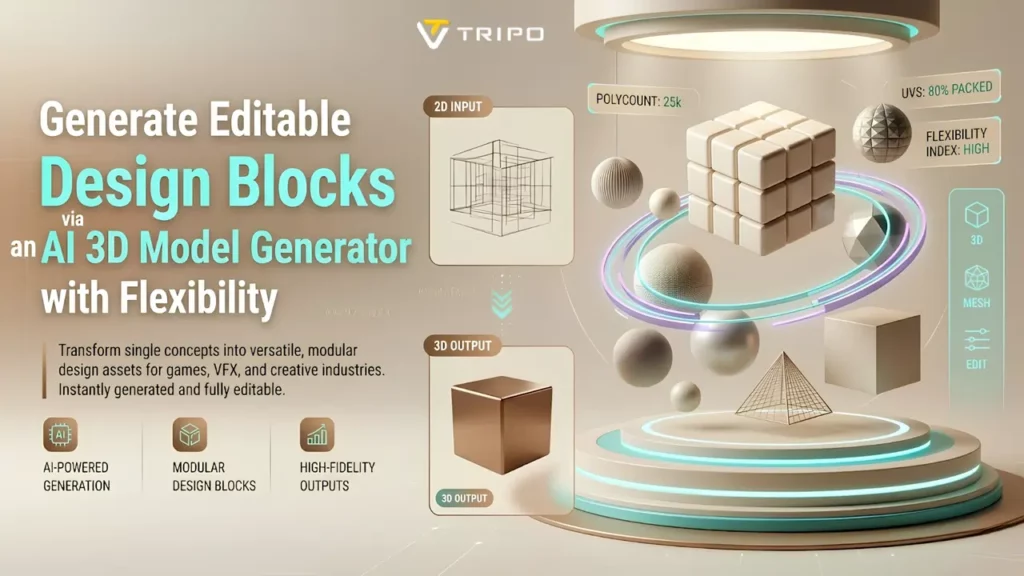 Generate Editable Design Blocks with AI 3D Model Generator