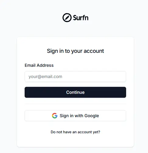 Sign Up On Surfn