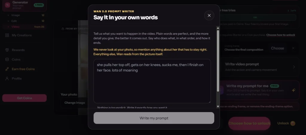 Hasilkan Pornografi.ai Penulis Prompt WAN 3.0