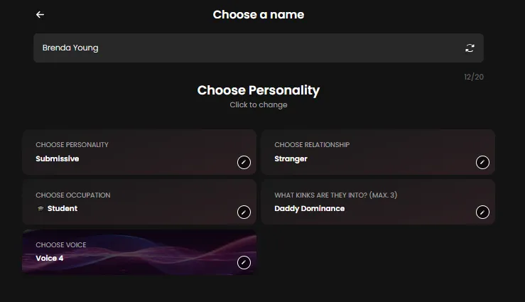 Pick Personality Candy AI